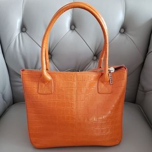 MAXX NEW YORK ORANGE LEATHER TOTE